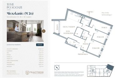 Rzut - Mieszkanie na sprzedaż 4 pokoje o powierzchni 97,72 m² - numer M.26 w Stare Podgórze