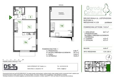 Rzut - Mieszkanie na sprzedaż 2 pokoje o powierzchni 74,32 m² - numer A.3.29 w Ogrody Centrum 2