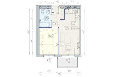Rzut - Mieszkanie na sprzedaż 2 pokoje o powierzchni 37,27 m² - numer K1 3/5/4/2a w Południk 17 - budynek K1