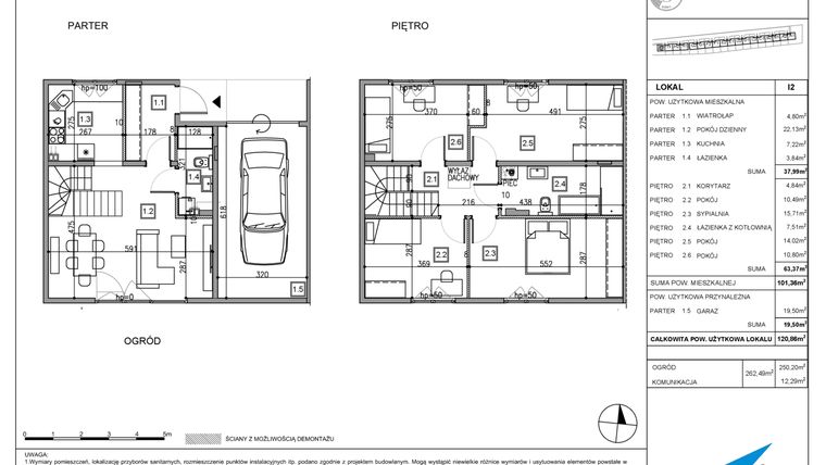 Rzut - Dom na sprzedaż 5 pokoi o powierzchni 120,86 m² - numer I2 w Majewska Domy