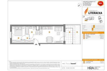 Rzut - Mieszkanie na sprzedaż 2 pokoje o powierzchni 38,31 m² - numer B.40 w Apartamenty Literacka