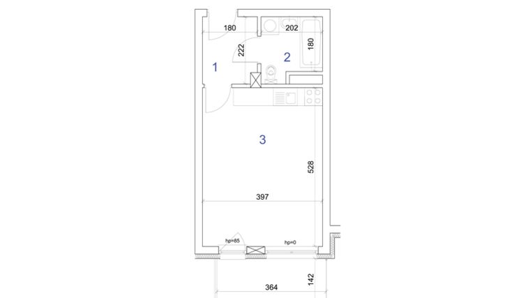 Rzut - Mieszkanie na sprzedaż 1 pokój o powierzchni 28,83 m² - numer 6.75 w Mierzeja Wiślana etap IV