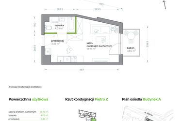 Rzut - Mieszkanie na sprzedaż 1 pokój o powierzchni 26,41 m² - numer A/KL1/2/03 w Podhalańska Vita