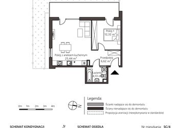 Rzut - Mieszkanie na sprzedaż 2 pokoje o powierzchni 48,51 m² - numer 5C/4 w Nowy Goszyn