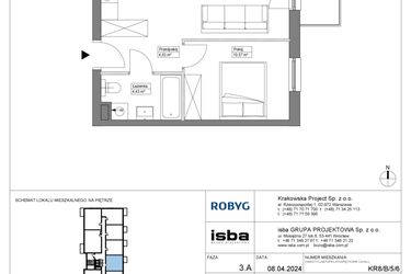 Rzut - Mieszkanie na sprzedaż 2 pokoje o powierzchni 40,99 m² - numer KR8/B/5/6 w Apartamenty Krakowska etap VIII