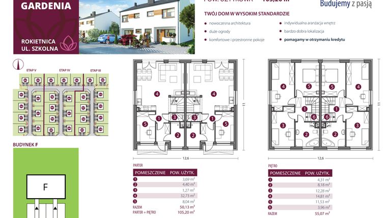 Rzut - Dom na sprzedaż 5 pokoi o powierzchni 105,2 m² - numer G-F46L w Osiedle Gardenia