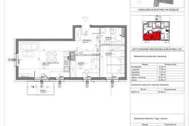 Rzut - Mieszkanie na sprzedaż 3 pokoje o powierzchni 54,03 m² - numer M2/P2/2 w Nowa Klecina