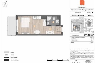 Rzut - Mieszkanie na sprzedaż 1 pokój o powierzchni 27,82 m² - numer 47 - C4.8 w Osiedle Łososiowa
