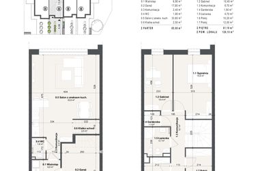 Rzut - Dom na sprzedaż 4 pokoje o powierzchni 126,1 m² - numer 13b w Domy na Przylesiu