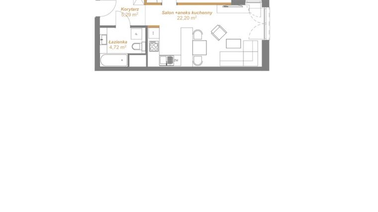 Rzut - Mieszkanie na sprzedaż 2 pokoje o powierzchni 48,89 m² - numer C2.06 w Dobrynów