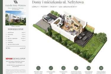 Rzut - Mieszkanie na sprzedaż 3 pokoje o powierzchni 65,29 m² - numer BNf1_04_AP w Osiedle Róży Wiatrów Nefrytowa