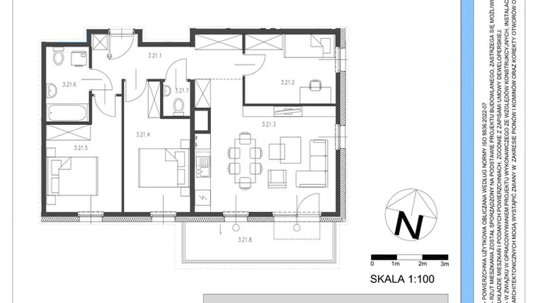 Rzut - Mieszkanie na sprzedaż 4 pokoje o powierzchni 72,48 m² - numer A.21 w Osiedle Telimeny etap III