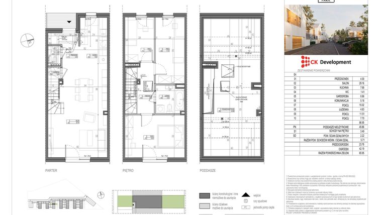 Rzut - Dom na sprzedaż 4 pokoje o powierzchni 86,95 m² - numer E.4 w Nova Wola Park