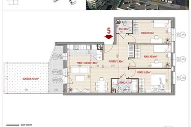 Rzut - Mieszkanie na sprzedaż 4 pokoje o powierzchni 73,62 m² - numer 5 w HUZAR B3