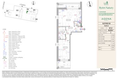 Rzut - Mieszkanie na sprzedaż 2 pokoje o powierzchni 48,89 m² - numer B4M12 w Rytm Natury