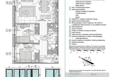 Rzut - Mieszkanie na sprzedaż 3 pokoje o powierzchni 60,46 m² - numer A.2.2 w Remedium