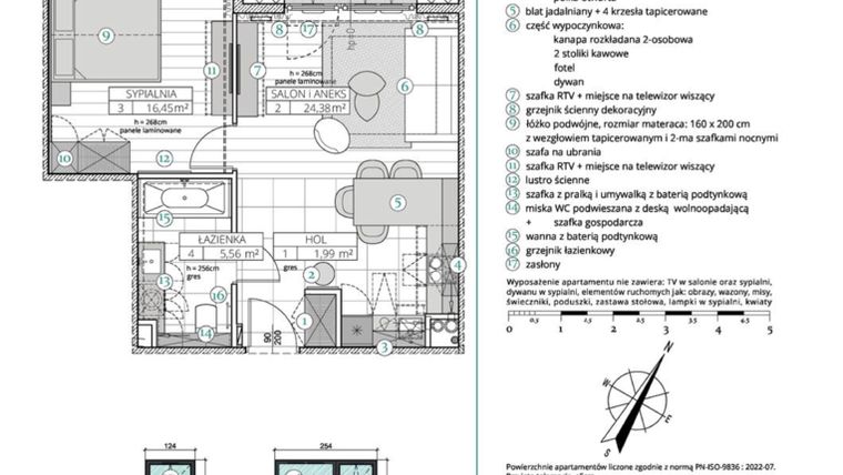 Rzut - Mieszkanie na sprzedaż 2 pokoje o powierzchni 48,38 m² - numer A.2.19 w Remedium