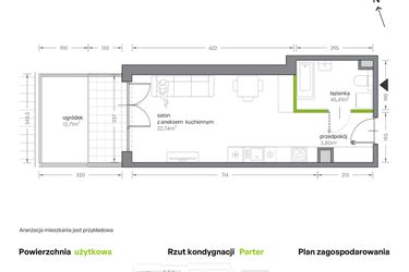 Rzut - Mieszkanie na sprzedaż 1 pokój o powierzchni 31,95 m² - numer A.061 w Żabiniec Vita
