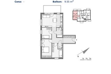 Rzut - Mieszkanie na sprzedaż 4 pokoje o powierzchni 72,44 m² - numer 1.2-11 w Stawowa