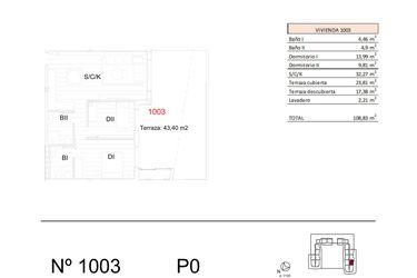 Rzut - Mieszkanie na sprzedaż 2 pokoje o powierzchni 108,83 m² - numer 1003 w Apartamenty w San Miguel de Salinas - 97009342