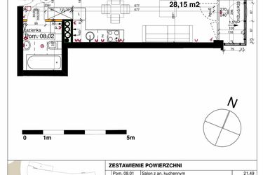 Rzut - Mieszkanie na sprzedaż 1 pokój o powierzchni 28,15 m² - numer M08 w Srebrzyńska Park IV