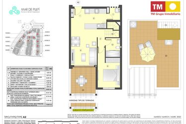 Rzut - Mieszkanie na sprzedaż 1 pokój o powierzchni 58 m² - numer 6.228 w Mar de Pulpi - Almeria