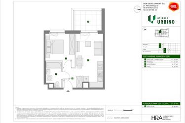 Rzut - Mieszkanie na sprzedaż 2 pokoje o powierzchni 37,47 m² - numer C16 w Osiedle Urbino etap 4.2