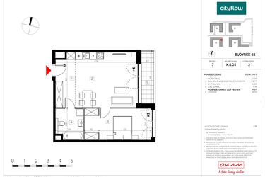 Rzut - Mieszkanie na sprzedaż 2 pokoje o powierzchni 51,27 m² - numer K.8.03 w CityFlow etap II