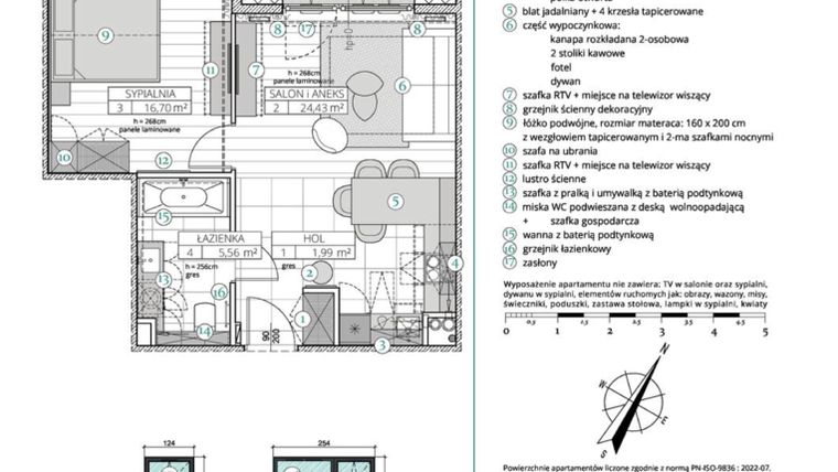 Rzut - Mieszkanie na sprzedaż 2 pokoje o powierzchni 48,68 m² - numer A.3.19 w Remedium