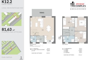 Rzut - Mieszkanie na sprzedaż 4 pokoje o powierzchni 81,63 m² - numer K12.2 w Osiedle Gwiazdowo etap 9