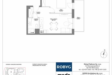 Rzut - Mieszkanie na sprzedaż 2 pokoje o powierzchni 40,05 m² - numer H2_1M04 w Piątkowo Residence etap II