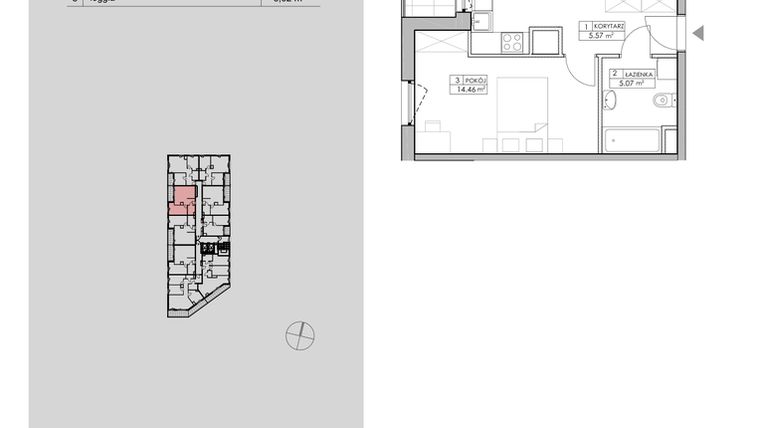 Rzut - Mieszkanie na sprzedaż 2 pokoje o powierzchni 48,29 m² - numer 2.A76 w Niebieski Bursztyn II