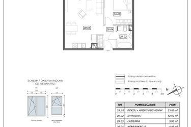 Rzut - Mieszkanie na sprzedaż 2 pokoje o powierzchni 44,26 m² - numer 9.A.29 w Nowe Południe bud. 9