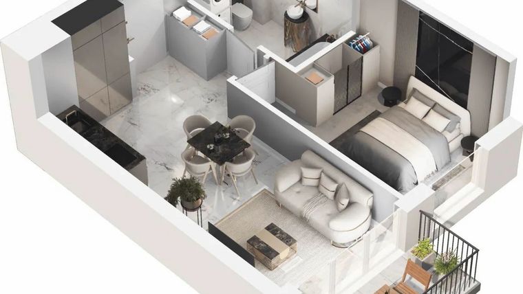 Rzut - Mieszkanie na sprzedaż 2 pokoje o powierzchni 40,53 m² - numer WO/P35/30 w Wiszące Ogrody