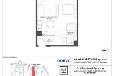Rzut - Mieszkanie na sprzedaż 1 pokój o powierzchni 34,67 m² - numer C.3M08 w Foresteria