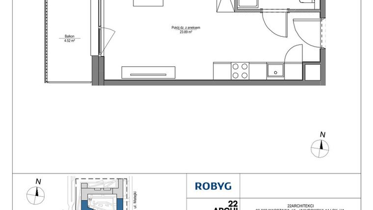 Rzut - Mieszkanie na sprzedaż 1 pokój o powierzchni 28,22 m² - numer LH/LHA/D/6/4 w Lira House