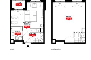 Rzut - Mieszkanie na sprzedaż 1 pokój o powierzchni 67,67 m² - numer A2 353 w 29L