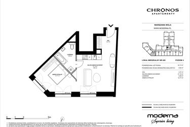 Rzut - Mieszkanie na sprzedaż 2 pokoje o powierzchni 44,13 m² - numer 420 w Chronos etap II