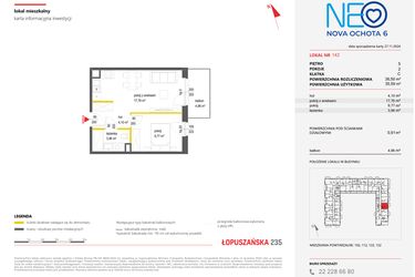Rzut - Mieszkanie na sprzedaż 2 pokoje o powierzchni 36,49 m² - numer 142 w Neo Nova Ochota 6