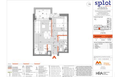 Rzut - Mieszkanie na sprzedaż 2 pokoje o powierzchni 37,29 m² - numer F1.C.02.04 w Splot Wola