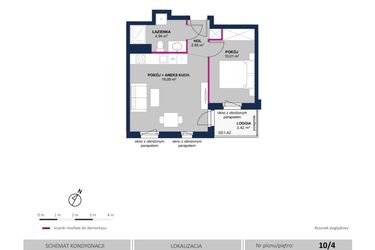 Rzut - Mieszkanie na sprzedaż 2 pokoje o powierzchni 36,69 m² - numer 70 w Moja Północna Etap III