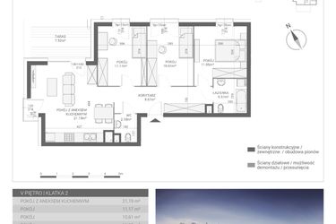 Rzut - Mieszkanie na sprzedaż 4 pokoje o powierzchni 70,24 m² - numer M52 w Apartamenty Przystań bud. F