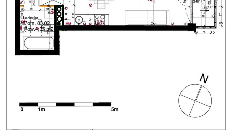Rzut - Mieszkanie na sprzedaż 1 pokój o powierzchni 28,3 m² - numer M83 w Srebrzyńska Park IV