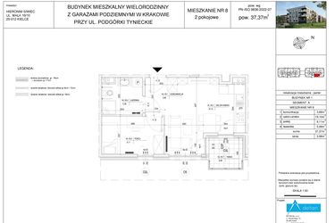 Rzut - Mieszkanie na sprzedaż 2 pokoje o powierzchni 37,37 m² - numer A8 w Podgórki Tynieckie