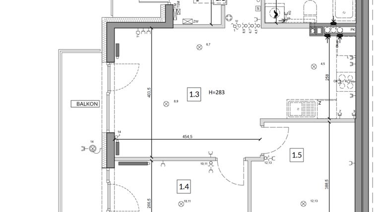 Rzut - Mieszkanie na sprzedaż 3 pokoje o powierzchni 59,46 m² - numer 39B w Osiedle Młodych etap V