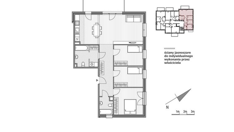 Rzut - Mieszkanie na sprzedaż 4 pokoje o powierzchni 93,65 m² - numer 1.1-12 w Stawowa