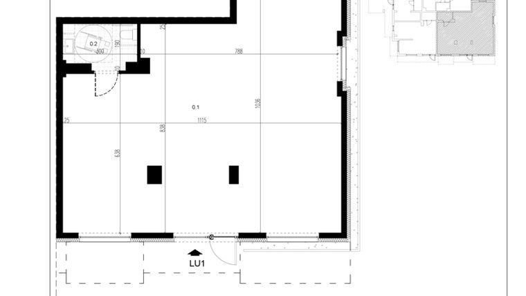 Rzut - Lokal użytkowy na sprzedaż 1 pokój o powierzchni 98,73 m² - numer LU1 w Trybuny Ludów 3