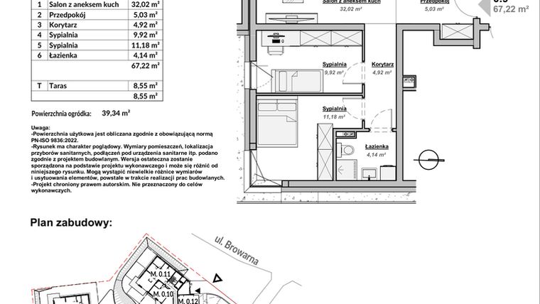 Rzut - Mieszkanie na sprzedaż 3 pokoje o powierzchni 67,22 m² - numer M0.9 w Bulwary Apartamenty
