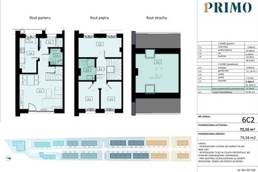 Rzut - Mieszkanie na sprzedaż 4 pokoje o powierzchni 72,16 m² - numer 6C2 w Osiedle Primo