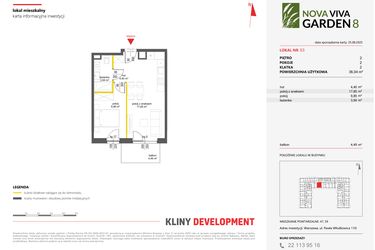 Rzut - Mieszkanie na sprzedaż 2 pokoje o powierzchni 36,04 m² - numer 53 w Nova Viva Garden 8